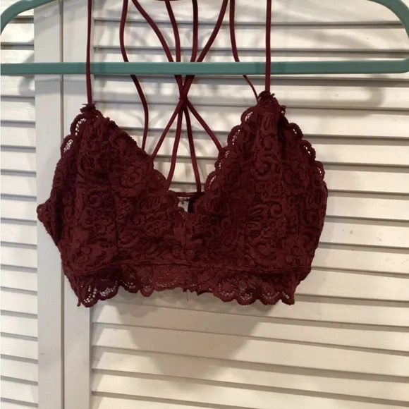 Wishlist Burgundy Strappy Lace Bralette - Picture 1 of 6